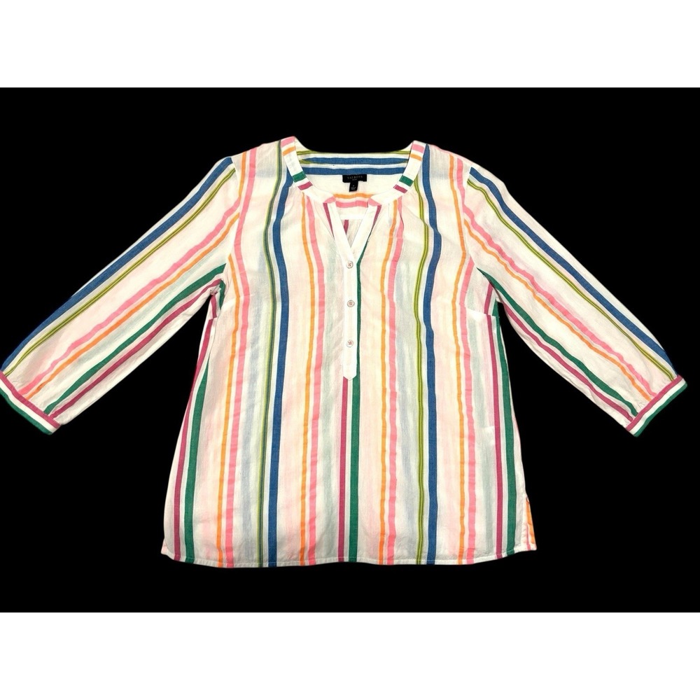 TALBOTS Womens Bright Striped Popover Shirt Size XS
